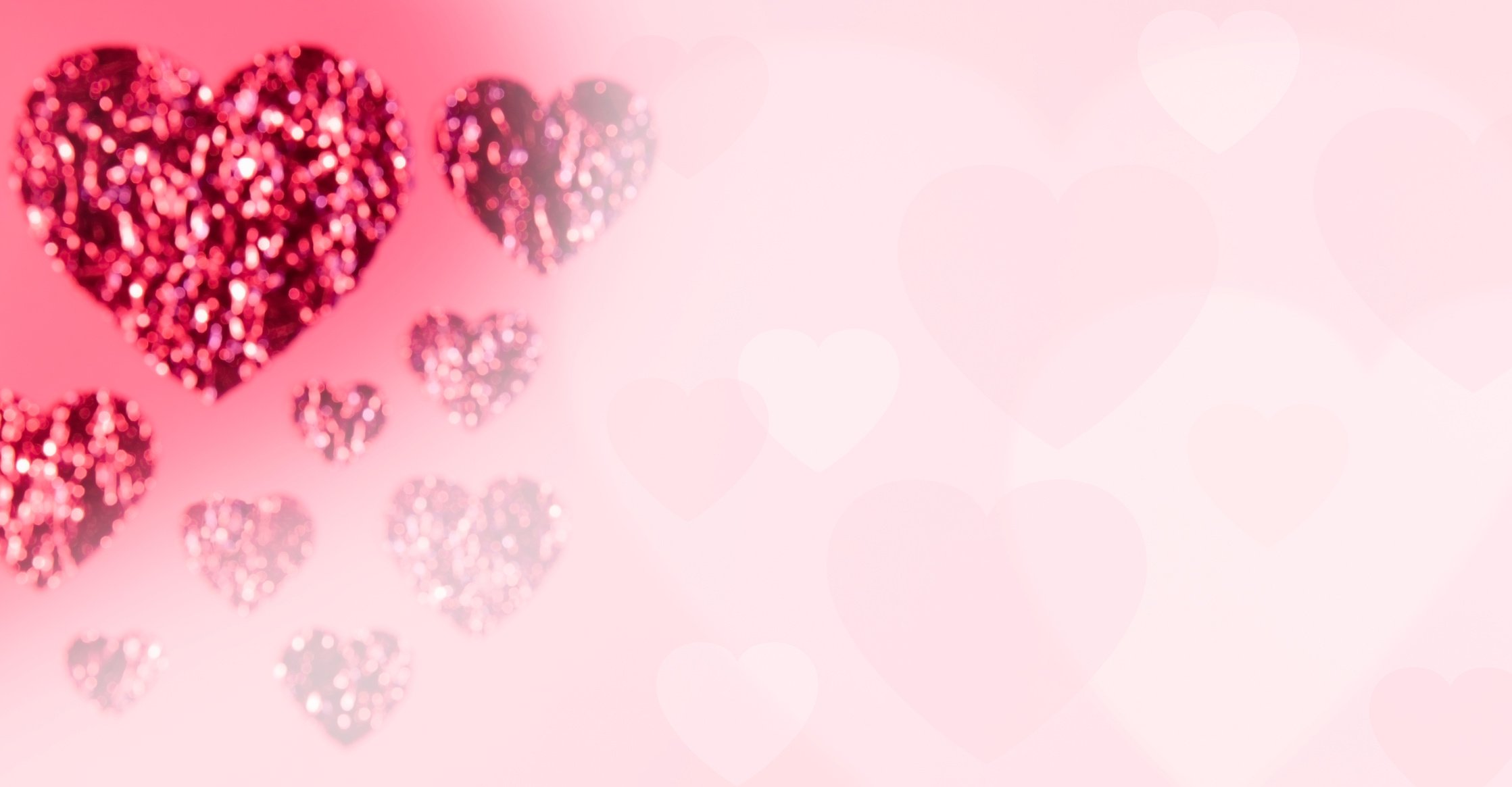 Nine Hearts on Pink Heart Background.